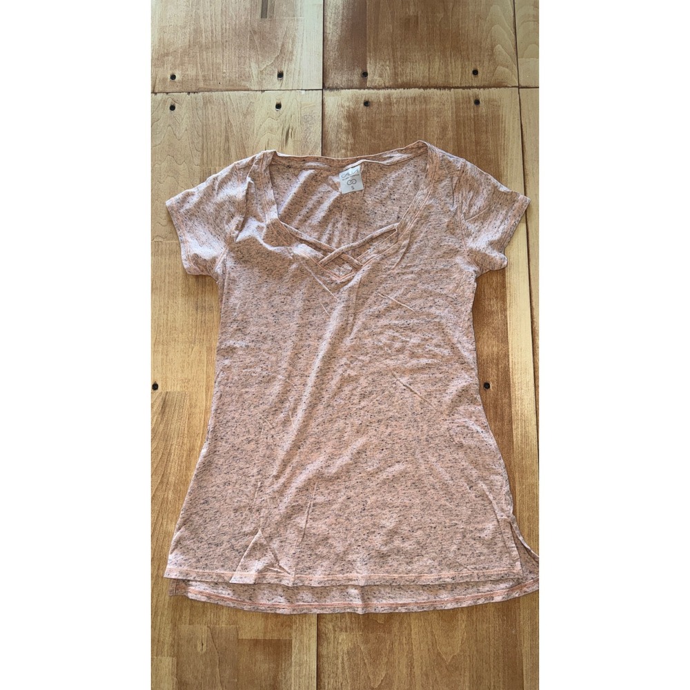 Calia by Carrie Underwood‎ Womens Peach Heather Strappy V-Neck Tee Shirt Small